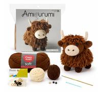 LEISURE ARTS Häkelset Amigurumi Hochlandkuh Braun, Häkelset Anfänger, Anfänger für Erwachsene, Tierset, Kits für Anfänger