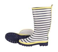 Leitfeuer Damen Gummistiefel gestreift - gestreifter Regenstiefel Stiefel mit Streifen Ringeldesign Maritim in Dunkelblau/Weiß Größe 36