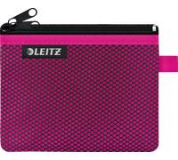 Leitz WOW Mäppchen mit 2 Fächern, Leichtläufiger Reißverschluss, Abwaschbar, Ideales Nylon-Portemonnaie, Größe S, 14 x 10,5 cm, Pink, 40110023