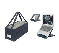 Leitz Set Desk Sharing Arbeitstasche aus Stoff für hybrides und mobiles Arbeiten + Höhenverstellbarer Laptopständer, Faltbare Aufbewahrungstasche, Laptop-Erhöhung für 13-15“, 64440089 + 64260089