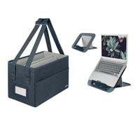 Leitz Set Desk Sharing Compact Arbeitstasche aus Stoff für hybrides & mobiles Arbeiten + Laptopständer 4 Höhen für 13“-15“ Notebooks, Tasche für Notebooks bis 14 Zoll, Grau, 65760089 + 64260089