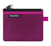 Leitz WOW Mäppchen mit 2 Fächern, Leichtläufiger Reißverschluss, Abwaschbar, Ideales Nylon-Portemonnaie, Größe S, 14 x 10,5 cm, Pink, 40110023