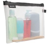 Leitz WOW Reise Zip-Kulturbeutel, durchsichtig, Wasserabweisend, Idealer Kosmetikbeutel für Reisen und im Handgepäck, Maße (BxHxT): 24 x 17 x 3 cm, Schwarz, 40140095