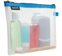Leitz WOW Reise Zip-Kulturbeutel, durchsichtig, Wasserabweisend, Idealer Kosmetikbeutel für Reisen und im Handgepäck, Maße (BxHxT): 24 x 17 x 3 cm, Blau, 40140036