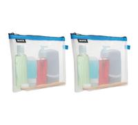 Leitz Wow Reise Zip-Kulturbeutel, durchsichtig, Wasserabweisend, Idealer Kosmetikbeutel für Reisen und im Handgepäck, Maße (BxHxT): 24 x 17 x 3 cm, Blau, 40140036 (Packung mit 2)