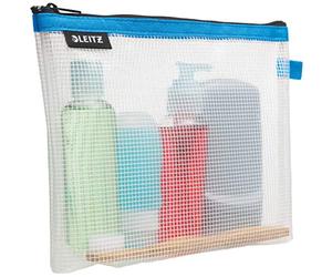 Leitz WOW Reise Zip-Kulturbeutel, durchsichtig, Wasserabweisend, Idealer Kosmetikbeutel für Reisen und im Handgepäck, Maße (BxHxT): 24 x 17 x 3 cm, Blau, 40140036