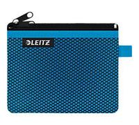 Leitz WOW Mäppchen mit 2 Fächern, Leichtläufiger Reißverschluss, Abwaschbar, Ideales Nylon-Portemonnaie, Größe S, 14 x 10,5 cm, Blau, 40110036