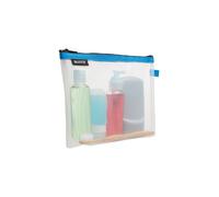 Leitz WOW Reise Zip-Kulturbeutel, durchsichtig, Wasserabweisend, Idealer Kosmetikbeutel für Reisen und im Handgepäck, Maße (BxHxT): 24 x 17 x 3 cm, Blau, 40140036