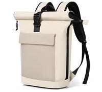 Lekeinchi Rolltop Rucksack Damen & Herren, Elegant Laptop Rucksack Wasserdicht mit 17 Zoll Laptopfach, Großer Reiserucksack Tagesrucksack Schulrucksack für Reisen, Uni Schule, Arbeit - Beige_XL