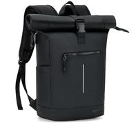 Lekeinchi Rolltop Rucksack Wasserdicht für Damen & Herren, Großer Laptop Rucksack mit Computerfach für 17 Zoll Laptop, Elegant Reiserucksack Daypack für Reisen, Radfahren, Uni Schule-Schwarz Groß(XL)