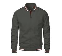 LELEW Sommer Bomberjacke Für Herren, Lange Ärmel, Dünne Baseballjacken, Leicht, Atmungsaktiv, Windjacke, Lässige Sport Laufmäntel, Oberteil, Grau, S
