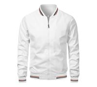 LELEW Sommer Bomberjacke Für Herren, Lange Ärmel, Dünne Baseballjacken, Leichte Atmungsaktive Jacken, Windjacke, Lässige Sport Laufmäntel, Oberteil, Weiß, Xs