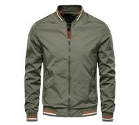 LELEW Sommer Bomberjacke Für Herren, Lange Ärmel, Dünne Baseballjacken, Leichte Atmungsaktive Jacken, Windjacke, Lässige Sport Laufmäntel, Oberteil, Grün, XXL