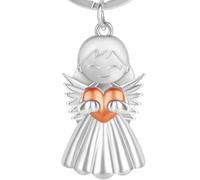 Lemicin Schutzengel Schlüsselanhänger Glücksbringer Anhänger - Schlüsselanhänger Engel mit Herz Weihnachtsengel aus Metall Schutzengel Geschenk fürs Auto Freundin