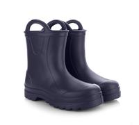 LEMIGO Kinder Gummistiefel Sehr Leichte Regenstiefel aus EVA Schaum mit Griff für Jungen und Mädchen 735 Doggy/Marineblau, 31