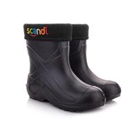 LEMIGO Kinder EVA Gummistiefel Gefüttert Filzisolierte Schaumstoff Stiefel 24-37 EU (Schwarz Bunte Stickerei, numeric_27)