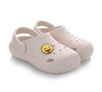 LEMIGO Leichte Kinder Clogs Eva mit Pin Jungen und Mädchen Gartenschuhe Badelatschen Hausschuhe G. 23-36 EU, 880 Lemigoose (Beige, 27/28)