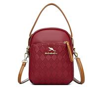 LEMITA Damentasche Schulter Umhängetasche Kleine Runde Tasche Stickgarn Große Kapazität Handtasche, Rot