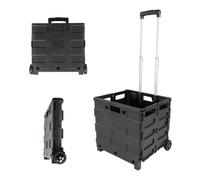 Lemodo Einkaufstrolley, Transporttrolley, faltbarer Transportwagen, fahrbare Transportbox schwarz