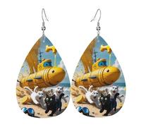 Lemon Submarine bedruckte tropfenförmige Leder-Ohrringe | High-End-Design, leichte Luxus-Ohrringe