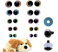 LEMONSTONE 20 Stück Sicherheitsaugen für Häkeltiere, 12-20mm Bunte Augen für Häkeltiere mit Glitzernden Unterlegscheiben, 3D Amigurumi Augen, Sicherheitsaugen für Stofftiere und Puppen