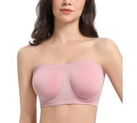 Lemorosy Trägerloser BH mit Bügel Damen Bralette Nahtloser Ungepolstert Bandeau Multiway BH (Rosa XL)
