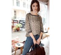 Chiffonbluse STREET ONE STUDIO, Damen, Gr. 42, schwarz, Stoff, Obermaterial: 100% Polyester; Futter: 100% Modal, klassisch normal, Rundhals, Bündchen, Blusen Chiffonbluse (16453955-42) schwarz