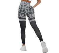 Leo Leggings für Damen Sport Booty Scrunch Leggings Leoparden Blickdichte Sportleggings Po Push Up Yogahose Elastische Sporthose Bauchweg Wunderhose für Training, Yoga & Alltag