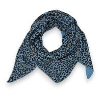 Leo Print Musselin Dreieckstuch Damen - Schal Halstuch aus 100% Baumwolle - Leichtes Musselin Tuch mit Leopardenmuster - 195 × 72 cm