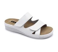 LEON 5011 Lederschuhe Sandalen Sandalette Clog Pantolette Komfortschuhe Hausschuhe, Damen, Weiß, EU 37