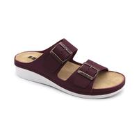LEON 5012 Lederschuhe Sandalen Sandalette Clog Pantolette Komfortschuhe Hausschuhe, Damen, Dunkelrot, EU 37