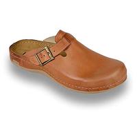 LEON 707 Komfortschuhe Lederschuhe Pantolette Clog Herren, Braun, EU 41