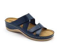 LEON 906 Sandalen Komfortschuhe Lederschuhe Pantolette Hausschuhe Clog, Damen, Blau, EU 36