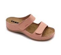 LEON 907 Lederschuhe Sandalen Sandalette Clog Pantolette Komfortschuhe Hausschuhe, Damen, Rose, EU 40