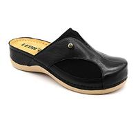 Leon 912 Komfortschuhe Lederschuhe Pantolette Hausschuhe Clog, Damen, Schwarz, EU 37