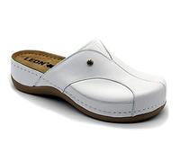 Leon 912 Komfortschuhe Lederschuhe Pantolette Hausschuhe Clog, Damen, Weiß, EU 36
