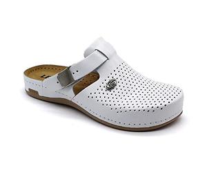 LEON 950 Komfortschuhe Lederschuhe Pantolette Hausschuhe Clog, Damen, Weiß, EU 36