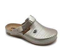 LEON 950 Lederschuhe Clog Pantolette Komfortschuhe Hausschuhe, Damen, Champagner, EU 38