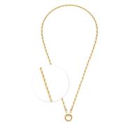 Leonardo Jewels Halskette Clip&Mix Lori, Kette aus ovalen Edelstahl-Perlen und Ring zum Anhängen von Charms, 45 cm Länge, goldfarben, Schmuck Damen, 023741