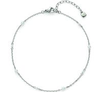 JEWELS BY LEONARDO Fußkette Ciao Navina • Fuss-Kettchen aus silberfarbenem Edelstahl • weiße Perlen reihen sich in regelmäßigen Abständen entlang der zarten Ankerkette • 24-28 cm Länge • 025017