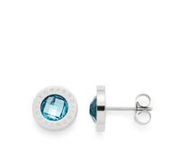 JEWELS BY LEONARDO Damen Ohrstecker hellblau Matrix Edelstahl/silberfarben Glas Schliff Facette 015785