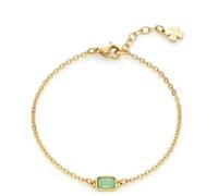 JEWELS BY LEONARDO Armband Ciao Sofia • Arm-Kette aus goldfarbenem Edelstahl • mintgrüner Glaskristall und Kleeblatt-Anhänger • 17-19 cm Länge • Geschenk Damen Schmuck • 021652