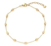 Leonardo Ciao Arisa Fußkettchen aus Edelstahl, filigranes Fußkettchen mit facettierten ovalen Edelstahlperlen gold, Damenschmuck, 021862