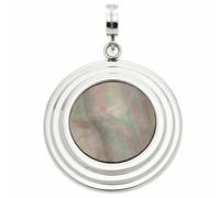 Leonardo Vali Clip&Mix Anhänger aus Edelstahl 1 Stück, silberfarbener runder Ketten-Anhänger mit changierender Perlmuttscheibe, Damenschmuck, 022094
