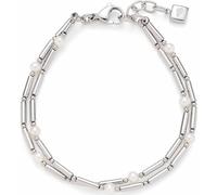Leonardo Armband Mirella 023337 – doppelreihig, Edelstahl silber & Süßwasserperlen, 18,5–20,5 cm