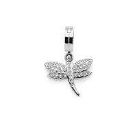 JEWELS BY LEONARDO Anhänger Clip & Mix Elisabeth • Ketten-Anhänger aus silberfarbenem Edelstahl • stilisierte Libelle ist mit ihrem Pavé-Besatz • Schmuck Geschenk für Frauen • 024965