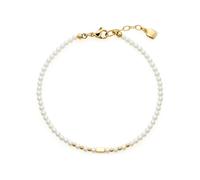 JEWELS BY LEONARDO Armband Ciao Doro • Arm-Kette aus goldfarbenem Edelstahl • filigranes Perlenarmband aus weißen Imitaions-und goldenen Edelstahlperlen • 17,5-19,5 cm Länge • Damenschmuck • 022119