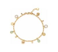 JEWELS BY LEONARDO Armband Ella • Arm-Schmuck aus goldfarbenem Edelstahl • Bettel-Armband-Look • Zylinder-Perlen mit eingehangenen Anhängern • 18-20 cm Länge • Damen Schmuck • 023544