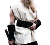 Leonardo Carbone® Ärmellose Tunika Vidar - Mittelalter Kleidung Herren, Mittelalter Hemd Herren, Freizeithemden, Karneval Kostüm Herren, Wikinger Tunika, LARP-Kleidung - 100% Baumwolle Natur XL