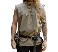Leonardo Carbone® Ärmelloses Mittelalter Hemd Jean - Mittelalter Kleidung, Mittelalter Hemd Herren, LARP-Kleidung, Festival Outfit, Karneval Kostüm, Freizeithemden - 100% Baumwolle Hanf 2XL